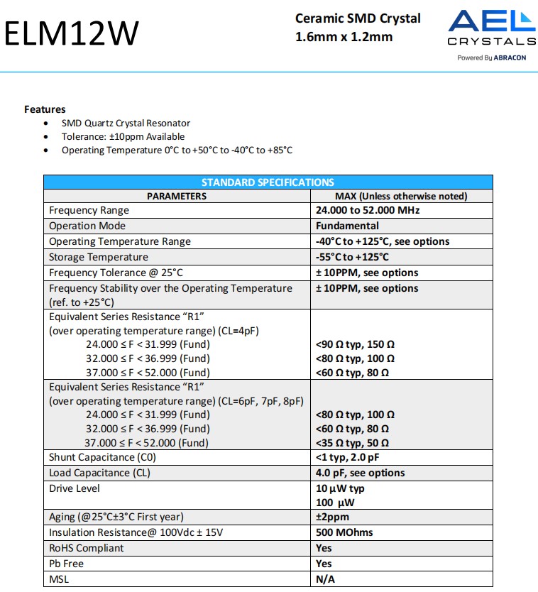 ELM12W規(guī)格